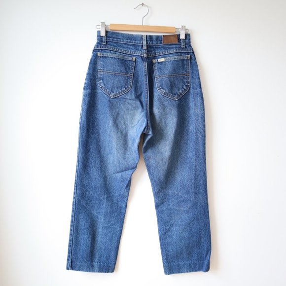 Vintage L.L. Bean High Waisted Wide Leg Blue Jeans - Picture 9 of 16